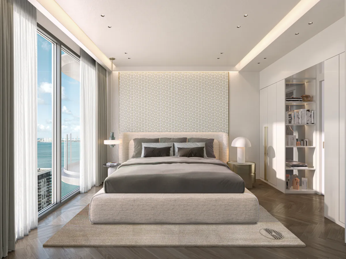 Grande Suite bedroom on a top floor with eleven-foot ceilings